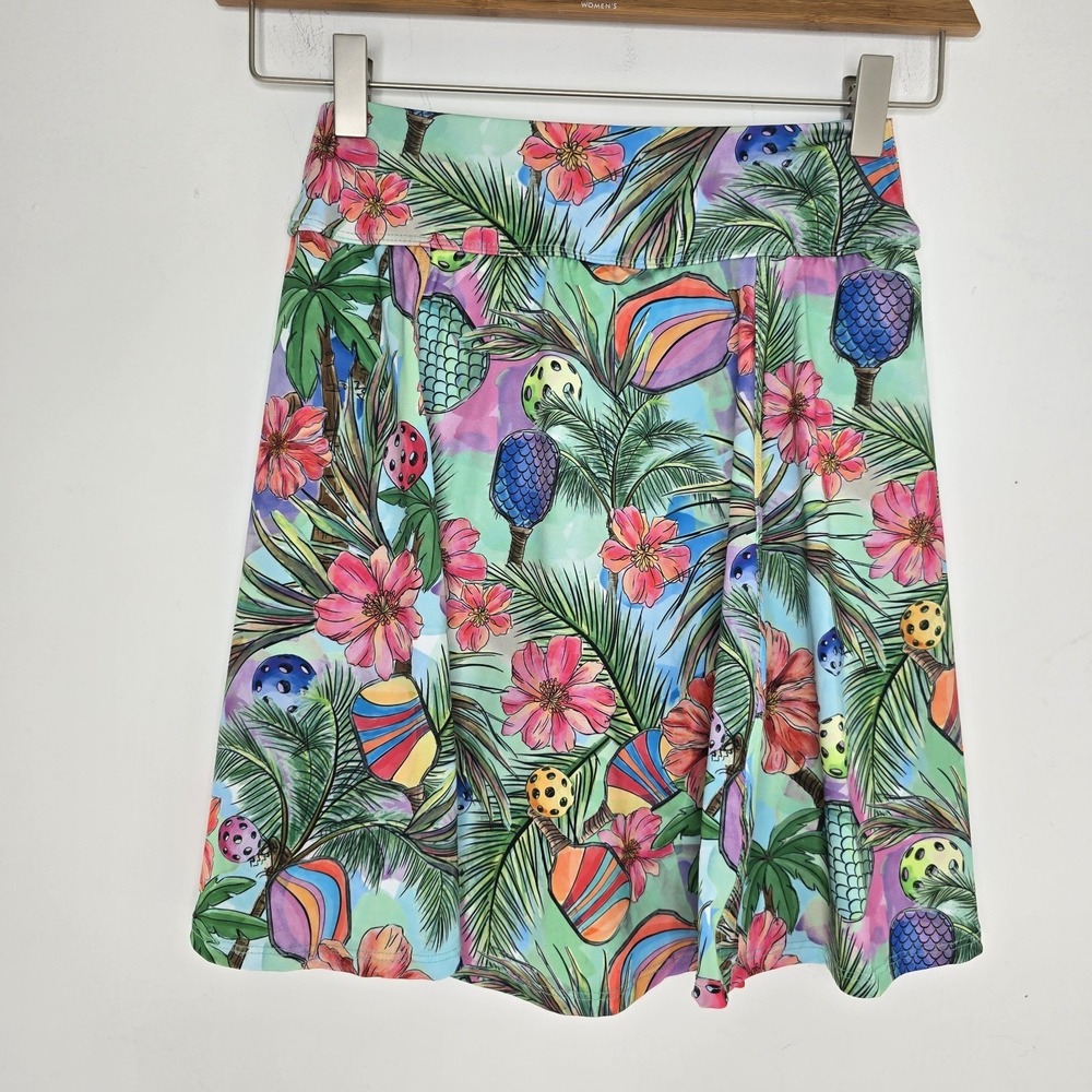 Dona Jo Skort Tennis Pickleball Size 1 Small Multi Color Tropical Floral Stretch - Picture 3 of 8